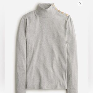 J. Crew Gray Turtleneck Sweater with Gold Buttons